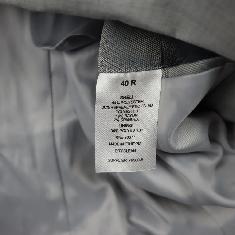 J.Ferrar Blazer Mens 40R Slim Light Gray Suit Jacket Two-Button Stretch Modern